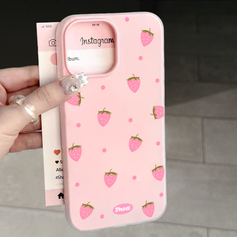 Samsung Galaxy A55 - Tatlı Pembe Çilek Desenli Telefon Kılıfı
